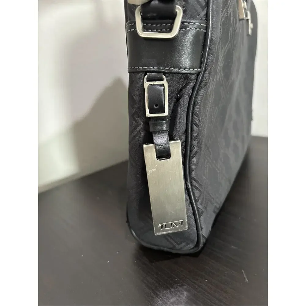 TUMI Black T Monogram Jacquard Nylon Canvas Laptop Briefcase Bag **MISSING STRAP